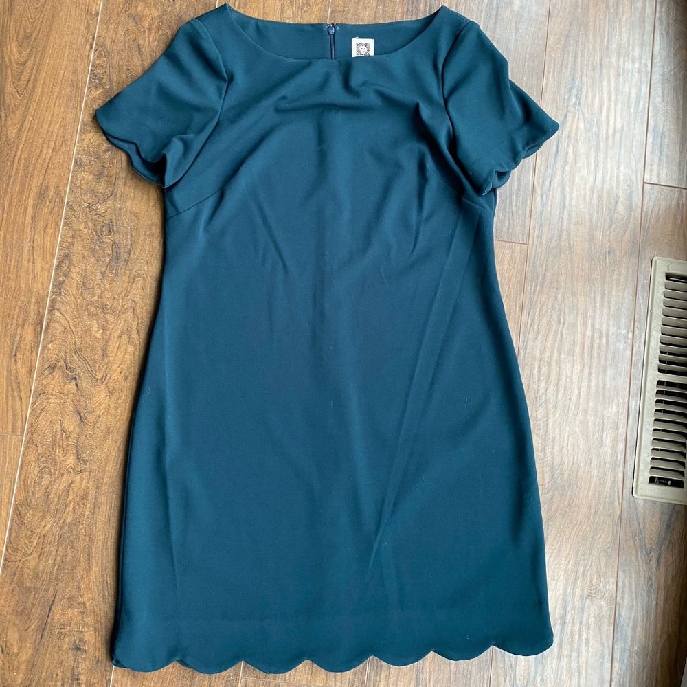 Anne Klein | Forest Green Scallop Hem Sheath
